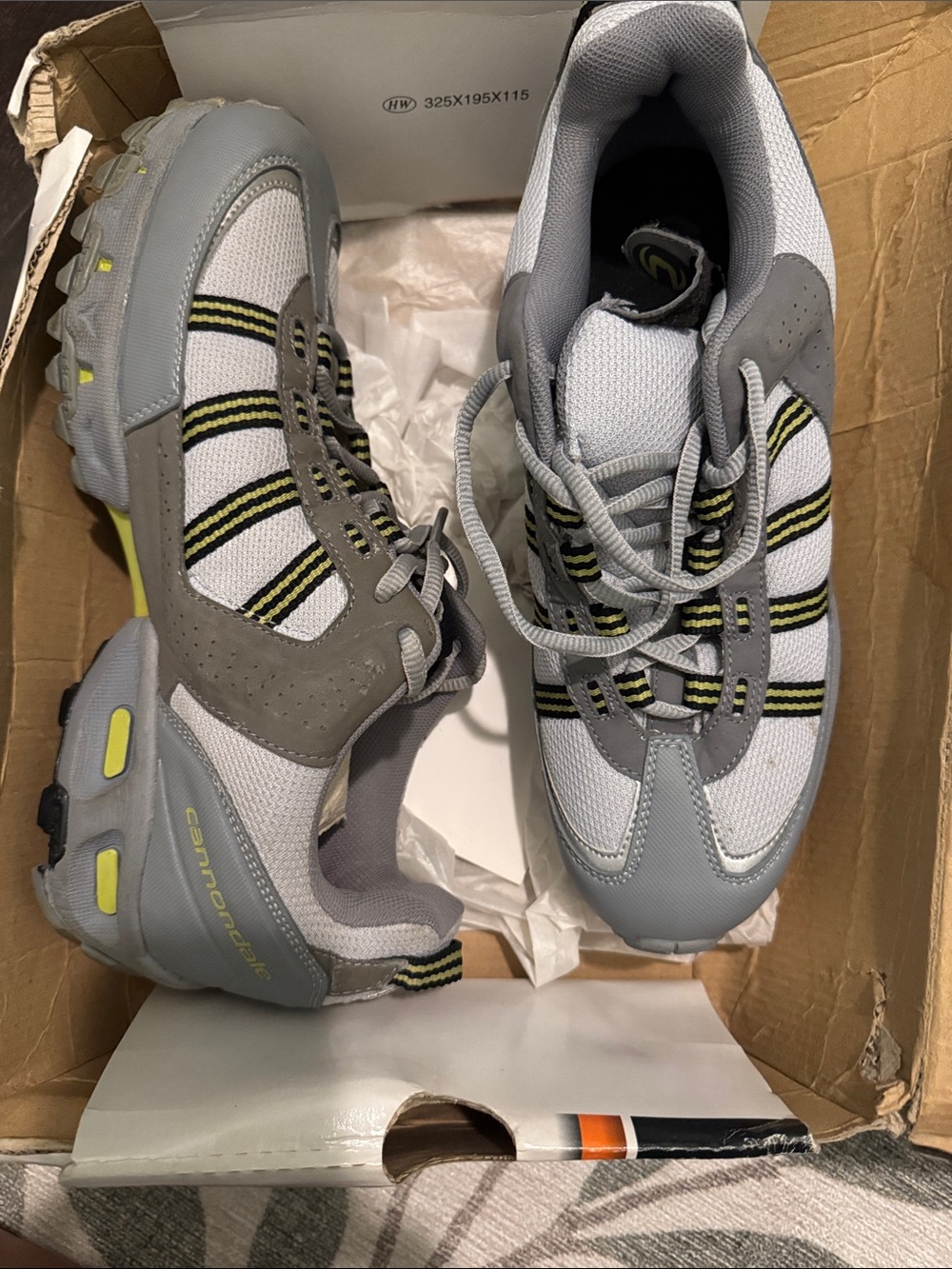 Women’s 10.5 Cannondale Lightweight Mesh Athletic Sneakers - Gray with Yellow